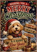 A festive Christmas new year puppy