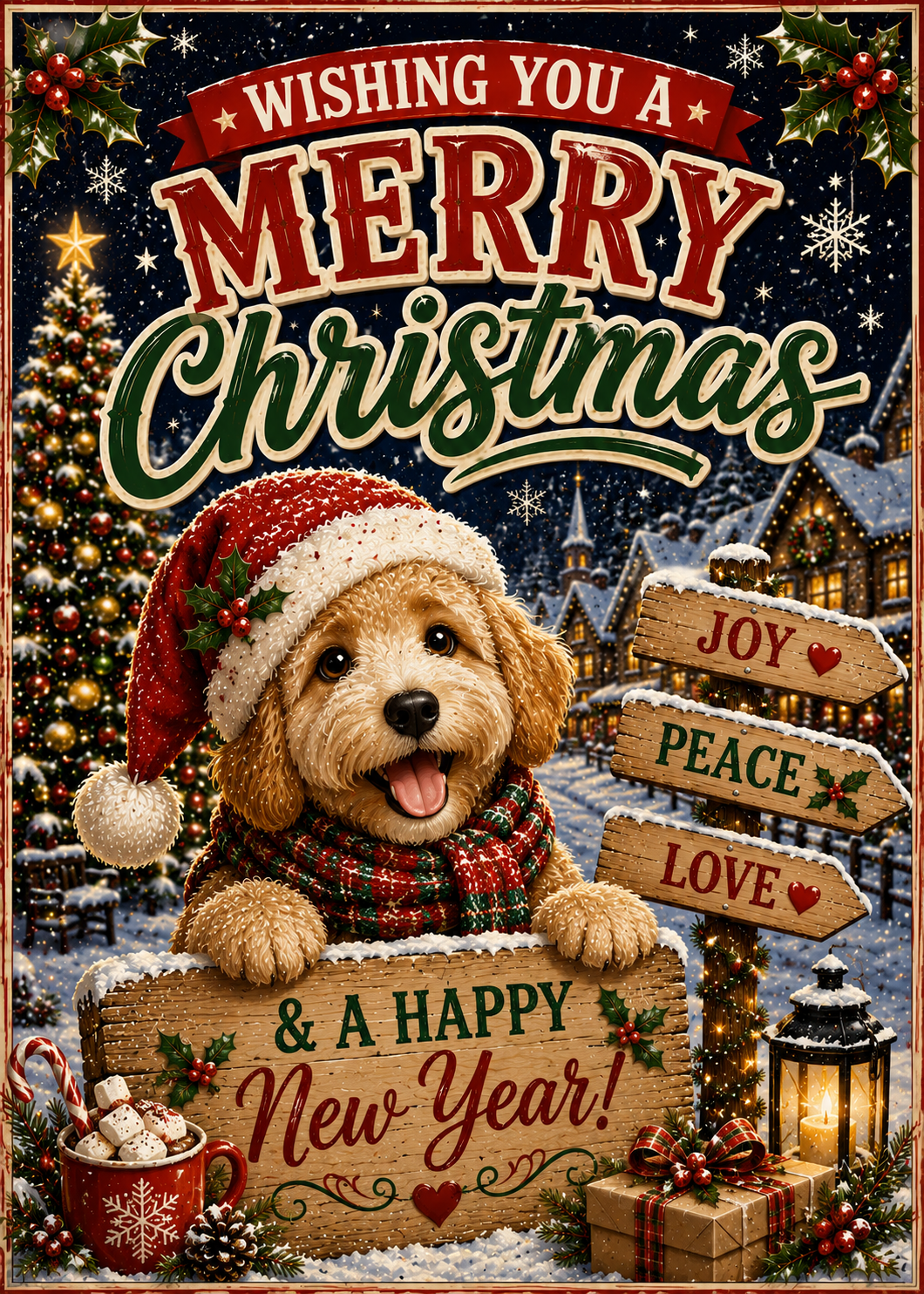 A festive Christmas new year puppy
