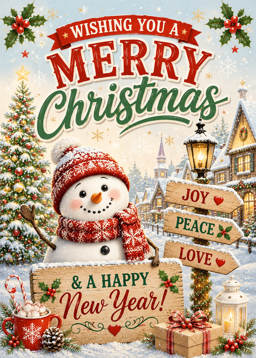 A festive Christmas new year with a snow man
