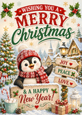 A festive Christmas new year with a penguin
