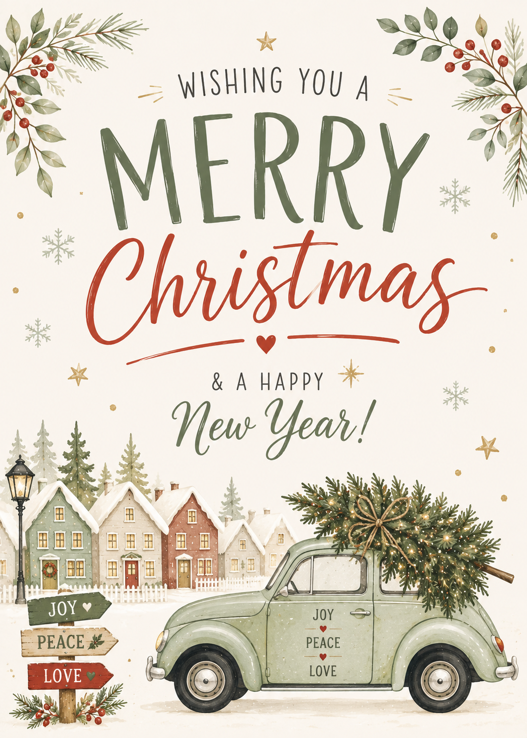A festive merry Christmas new year in you car