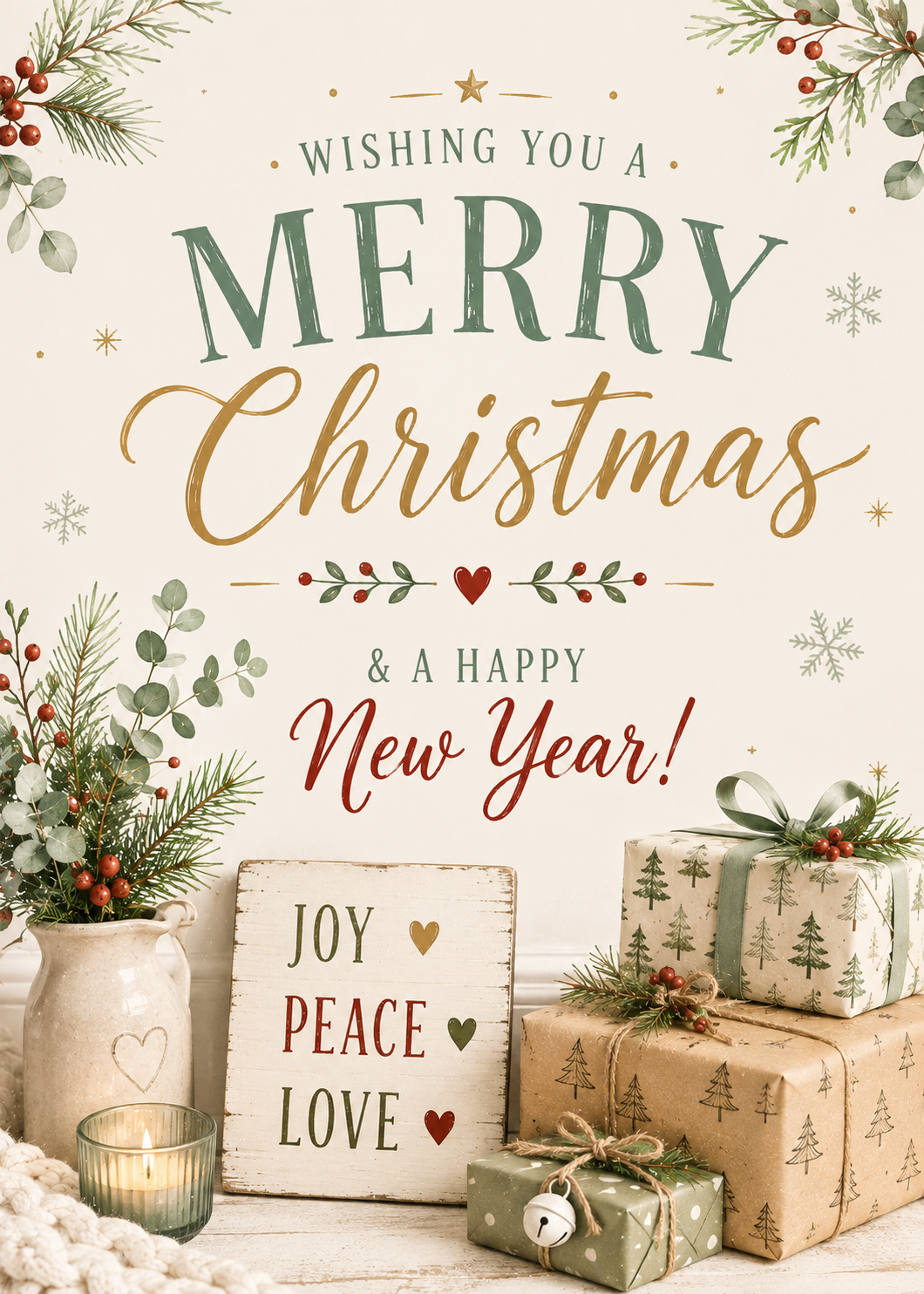 A festive merry Christmas new year with your presents