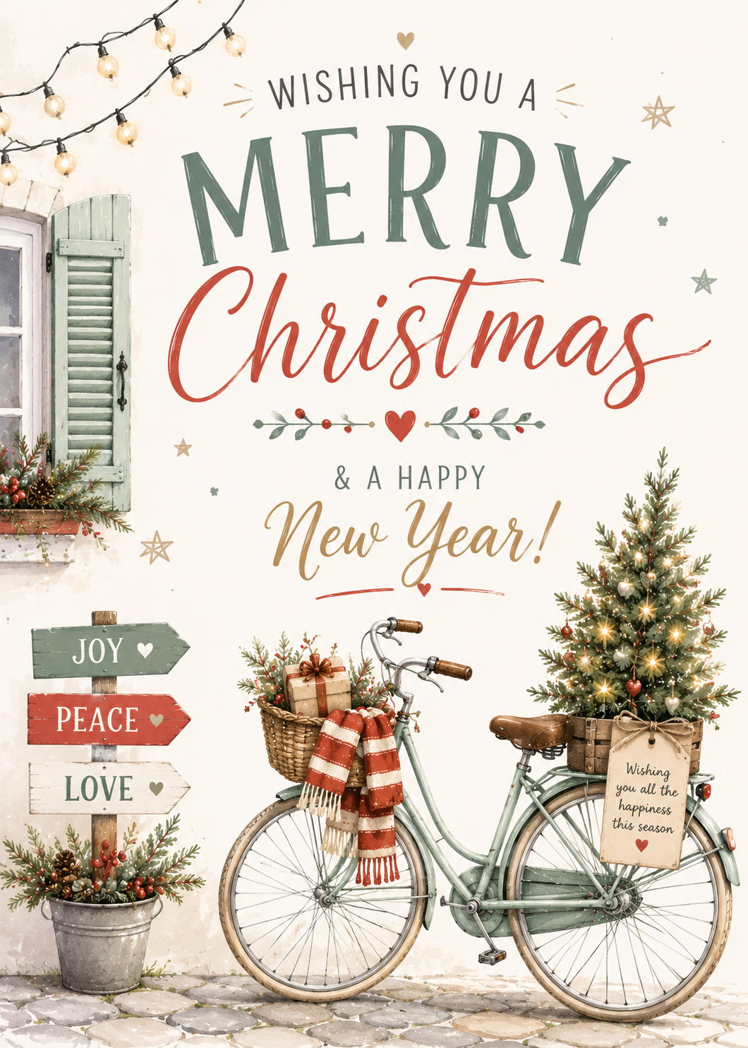 A festive merry Christmas new year on you cycle